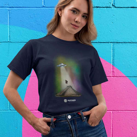 Mayan Abduction Woman T-Shirt | Ourxant Latinx T-Shirt | Latinx Streetwear | Latina Streetwear Style | Latina T-Shirt | Mexican Streetwear Owned Brand | Funny Latina T-Shirt