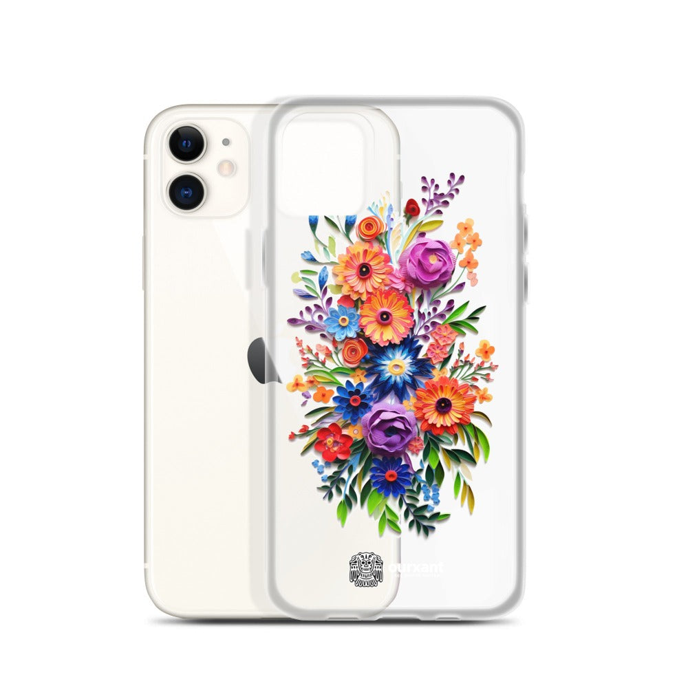 iPhone case, Phone protection, Sleek design, Mexican floral art, Oil-painted flowers, Scratch-resistant, Dustproof, Oil-resistant, Dirt-resistant, Solid back, Flexible sides, Precise alignment, Port openings, Fashionable, Elegance, Sophistication, Natural beauty, High-quality, Attention to detail, Apple accessory, Latinx accessory, Latina accessory, Mexican accessory, iPhone X Case, iPhone 11 Case, iPhone 12 Case,, iPhone 13 Case, iPhone 14 Case,