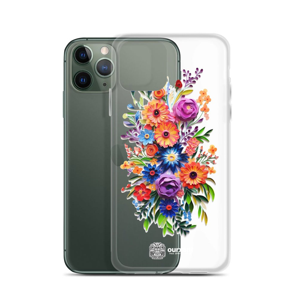 iPhone case, Phone protection, Sleek design, Mexican floral art, Oil-painted flowers, Scratch-resistant, Dustproof, Oil-resistant, Dirt-resistant, Solid back, Flexible sides, Precise alignment, Port openings, Fashionable, Elegance, Sophistication, Natural beauty, High-quality, Attention to detail, Apple accessory, Latinx accessory, Latina accessory, Mexican accessory, iPhone X Case, iPhone 11 Case, iPhone 12 Case,, iPhone 13 Case, iPhone 14 Case,