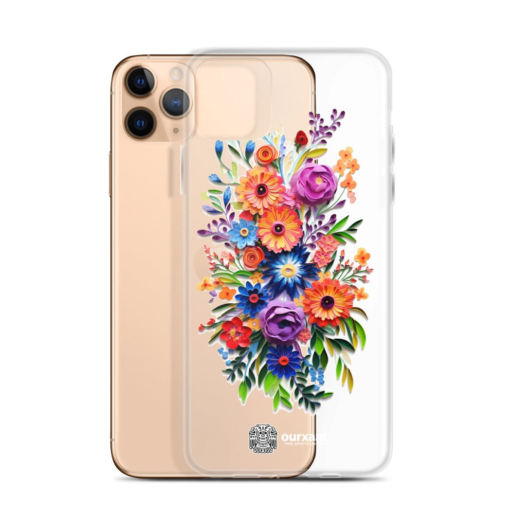 iPhone case, Phone protection, Sleek design, Mexican floral art, Oil-painted flowers, Scratch-resistant, Dustproof, Oil-resistant, Dirt-resistant, Solid back, Flexible sides, Precise alignment, Port openings, Fashionable, Elegance, Sophistication, Natural beauty, High-quality, Attention to detail, Apple accessory, Latinx accessory, Latina accessory, Mexican accessory, iPhone X Case, iPhone 11 Case, iPhone 12 Case,, iPhone 13 Case, iPhone 14 Case,