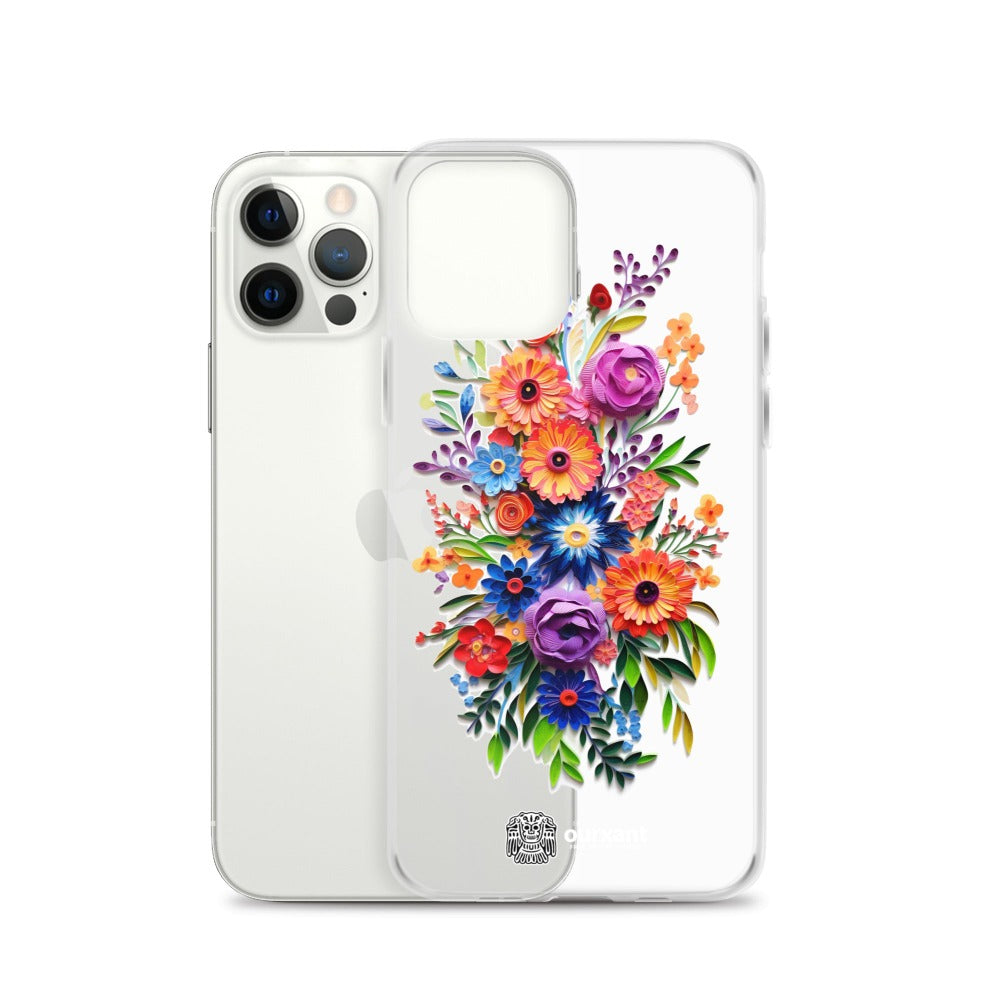 iPhone case, Phone protection, Sleek design, Mexican floral art, Oil-painted flowers, Scratch-resistant, Dustproof, Oil-resistant, Dirt-resistant, Solid back, Flexible sides, Precise alignment, Port openings, Fashionable, Elegance, Sophistication, Natural beauty, High-quality, Attention to detail, Apple accessory, Latinx accessory, Latina accessory, Mexican accessory, iPhone X Case, iPhone 11 Case, iPhone 12 Case,, iPhone 13 Case, iPhone 14 Case,