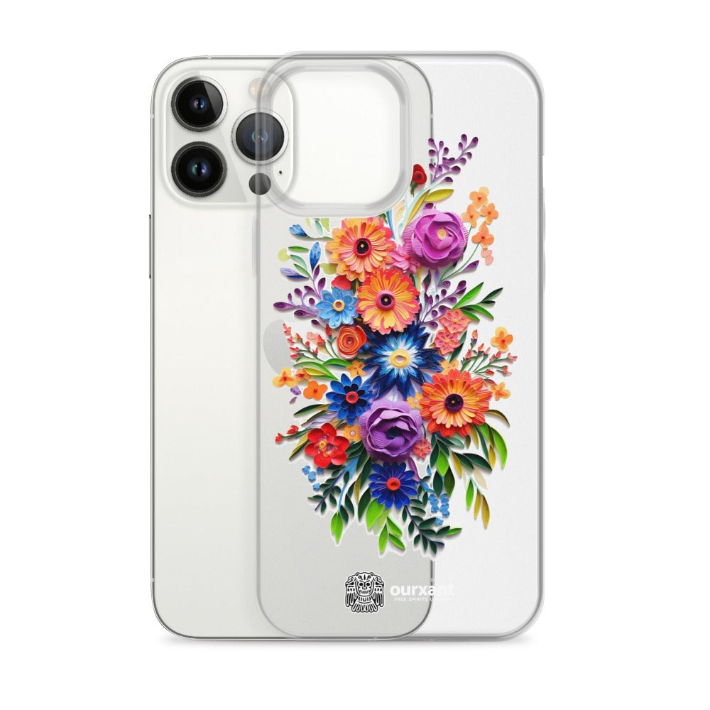 iPhone case, Phone protection, Sleek design, Mexican floral art, Oil-painted flowers, Scratch-resistant, Dustproof, Oil-resistant, Dirt-resistant, Solid back, Flexible sides, Precise alignment, Port openings, Fashionable, Elegance, Sophistication, Natural beauty, High-quality, Attention to detail, Apple accessory, Latinx accessory, Latina accessory, Mexican accessory, iPhone X Case, iPhone 11 Case, iPhone 12 Case,, iPhone 13 Case, iPhone 14 Case,