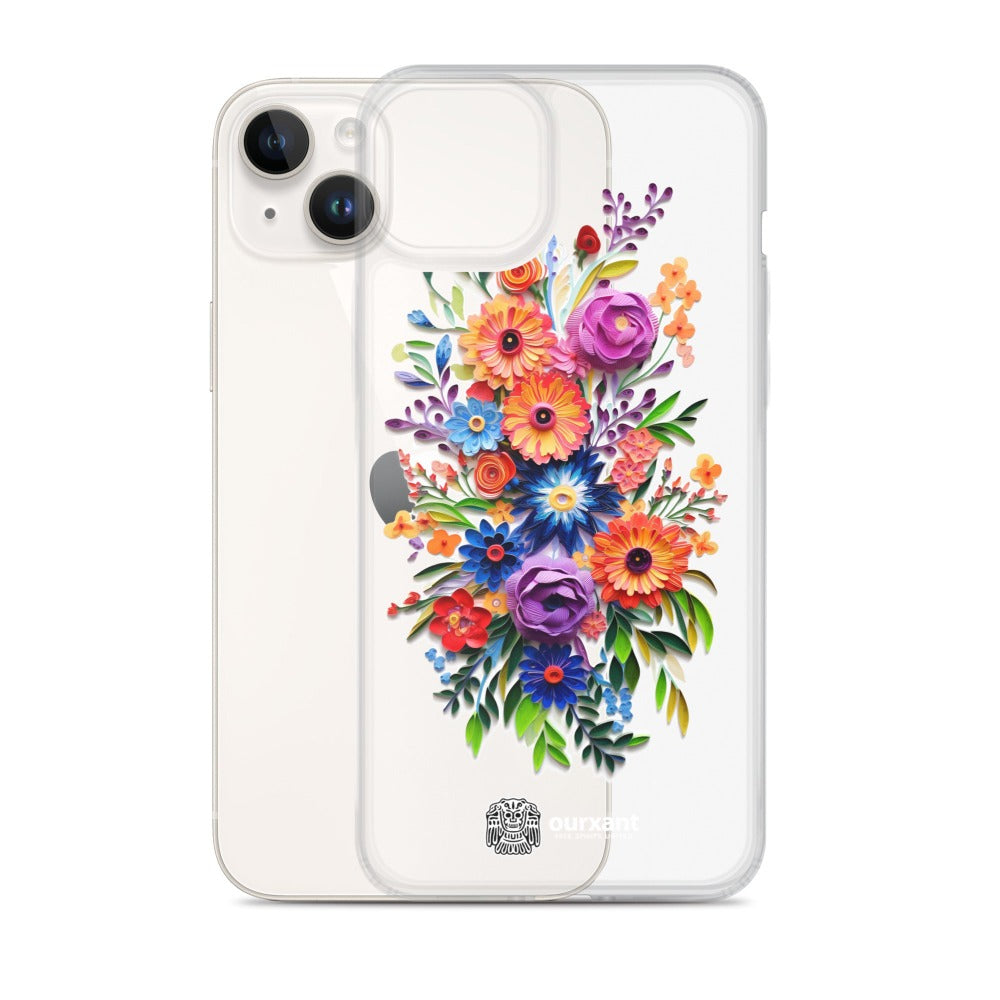 iPhone case, Phone protection, Sleek design, Mexican floral art, Oil-painted flowers, Scratch-resistant, Dustproof, Oil-resistant, Dirt-resistant, Solid back, Flexible sides, Precise alignment, Port openings, Fashionable, Elegance, Sophistication, Natural beauty, High-quality, Attention to detail, Apple accessory, Latinx accessory, Latina accessory, Mexican accessory, iPhone X Case, iPhone 11 Case, iPhone 12 Case,, iPhone 13 Case, iPhone 14 Case,