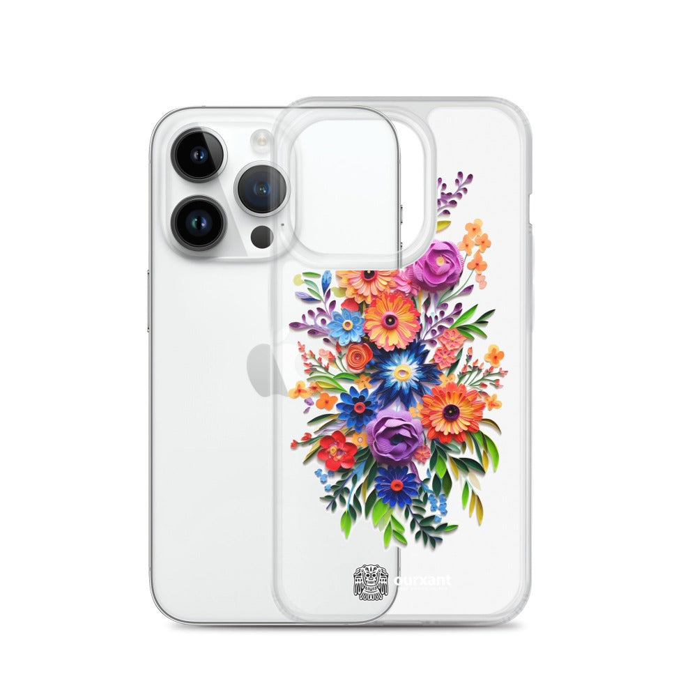 iPhone case, Phone protection, Sleek design, Mexican floral art, Oil-painted flowers, Scratch-resistant, Dustproof, Oil-resistant, Dirt-resistant, Solid back, Flexible sides, Precise alignment, Port openings, Fashionable, Elegance, Sophistication, Natural beauty, High-quality, Attention to detail, Apple accessory, Latinx accessory, Latina accessory, Mexican accessory, iPhone X Case, iPhone 11 Case, iPhone 12 Case,, iPhone 13 Case, iPhone 14 Case,