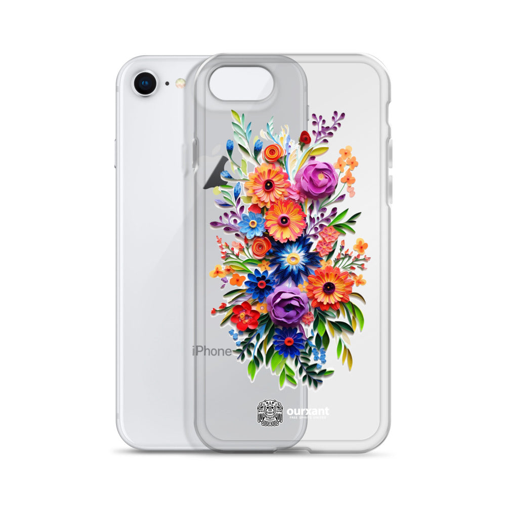 iPhone case, Phone protection, Sleek design, Mexican floral art, Oil-painted flowers, Scratch-resistant, Dustproof, Oil-resistant, Dirt-resistant, Solid back, Flexible sides, Precise alignment, Port openings, Fashionable, Elegance, Sophistication, Natural beauty, High-quality, Attention to detail, Apple accessory, Latinx accessory, Latina accessory, Mexican accessory, iPhone X Case, iPhone 11 Case, iPhone 12 Case,, iPhone 13 Case, iPhone 14 Case,