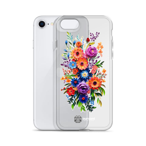 iPhone case, Phone protection, Sleek design, Mexican floral art, Oil-painted flowers, Scratch-resistant, Dustproof, Oil-resistant, Dirt-resistant, Solid back, Flexible sides, Precise alignment, Port openings, Fashionable, Elegance, Sophistication, Natural beauty, High-quality, Attention to detail, Apple accessory, Latinx accessory, Latina accessory, Mexican accessory, iPhone X Case, iPhone 11 Case, iPhone 12 Case,, iPhone 13 Case, iPhone 14 Case,