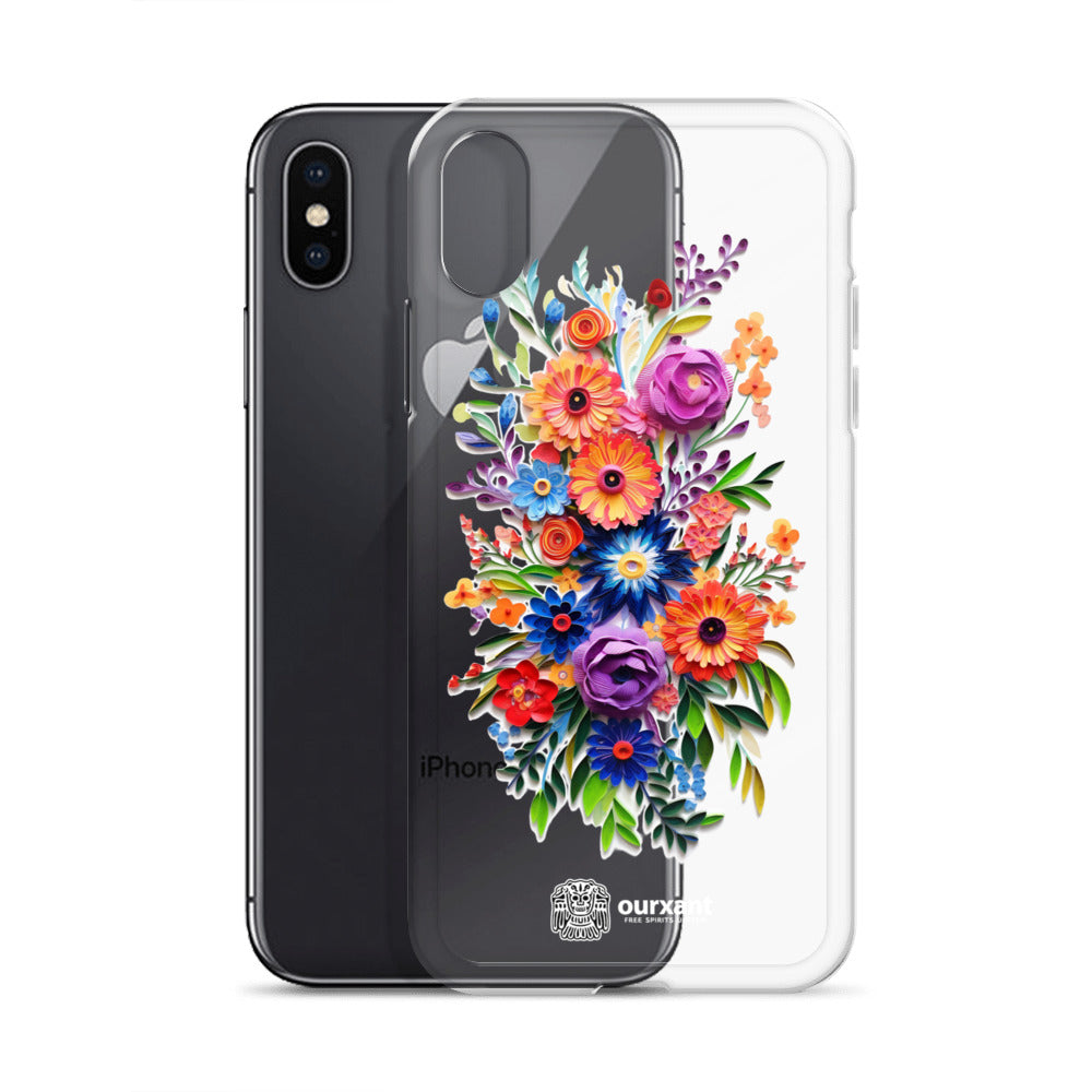 iPhone case, Phone protection, Sleek design, Mexican floral art, Oil-painted flowers, Scratch-resistant, Dustproof, Oil-resistant, Dirt-resistant, Solid back, Flexible sides, Precise alignment, Port openings, Fashionable, Elegance, Sophistication, Natural beauty, High-quality, Attention to detail, Apple accessory, Latinx accessory, Latina accessory, Mexican accessory, iPhone X Case, iPhone 11 Case, iPhone 12 Case,, iPhone 13 Case, iPhone 14 Case,