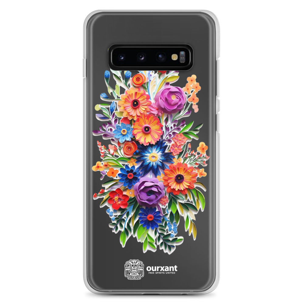 Samsung case, Phone protection, Sleek design, Mexican floral art, Oil-painted flowers, Scratch-resistant, Dustproof, Oil-resistant, Dirt-resistant, Solid back, Flexible sides, Precise alignment, Port openings, Fashionable, Elegance, Sophistication, Natural beauty, High-quality, Attention to detail, Apple accessory, Latinx accessory, Latina accessory, Mexican accessory, Samsung S23 Case