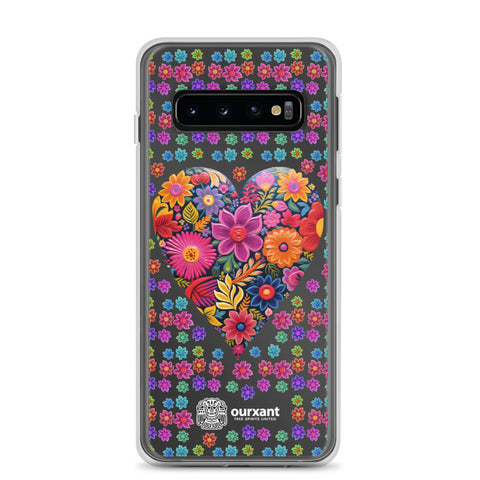 Samsung, phone case, sleek, protection, scratches, dust, oil, dirt, solid back, flexible sides, cuts, holes, original artwork, oil painted style, Mexican flowers, love, colorful, individuality, vibrant, unique design, cultural heritage, mood, joy, positivity, serenity, durability, long-lasting, style, artistic statement, Latina Accesories, Latina Samsung Cases, Mexican Heart