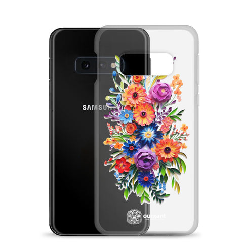 Samsung case, Phone protection, Sleek design, Mexican floral art, Oil-painted flowers, Scratch-resistant, Dustproof, Oil-resistant, Dirt-resistant, Solid back, Flexible sides, Precise alignment, Port openings, Fashionable, Elegance, Sophistication, Natural beauty, High-quality, Attention to detail, Apple accessory, Latinx accessory, Latina accessory, Mexican accessory, Samsung S23 Case