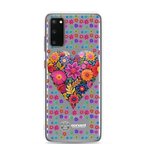 Samsung, phone case, sleek, protection, scratches, dust, oil, dirt, solid back, flexible sides, cuts, holes, original artwork, oil painted style, Mexican flowers, love, colorful, individuality, vibrant, unique design, cultural heritage, mood, joy, positivity, serenity, durability, long-lasting, style, artistic statement, Latina Accesories, Latina Samsung Cases, Mexican Heart