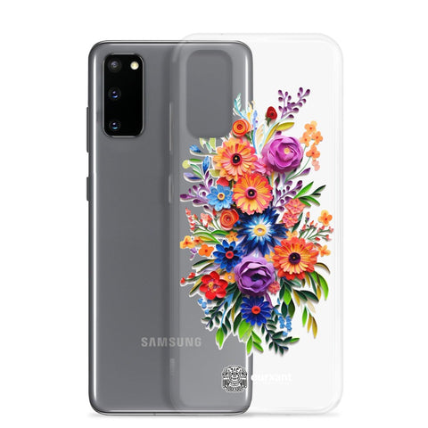 Samsung case, Phone protection, Sleek design, Mexican floral art, Oil-painted flowers, Scratch-resistant, Dustproof, Oil-resistant, Dirt-resistant, Solid back, Flexible sides, Precise alignment, Port openings, Fashionable, Elegance, Sophistication, Natural beauty, High-quality, Attention to detail, Apple accessory, Latinx accessory, Latina accessory, Mexican accessory, Samsung S23 Case