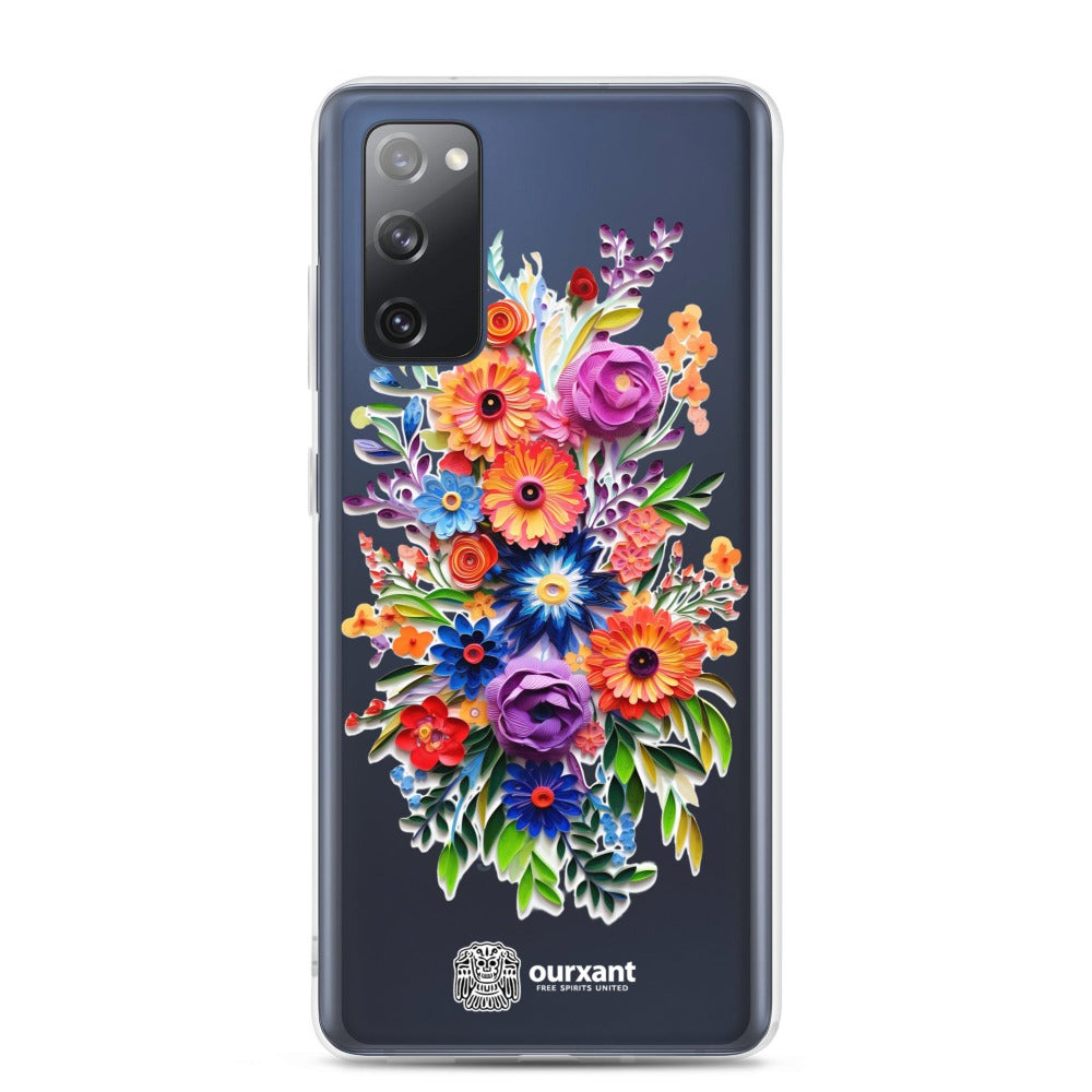 Samsung case, Phone protection, Sleek design, Mexican floral art, Oil-painted flowers, Scratch-resistant, Dustproof, Oil-resistant, Dirt-resistant, Solid back, Flexible sides, Precise alignment, Port openings, Fashionable, Elegance, Sophistication, Natural beauty, High-quality, Attention to detail, Apple accessory, Latinx accessory, Latina accessory, Mexican accessory, Samsung S23 Case