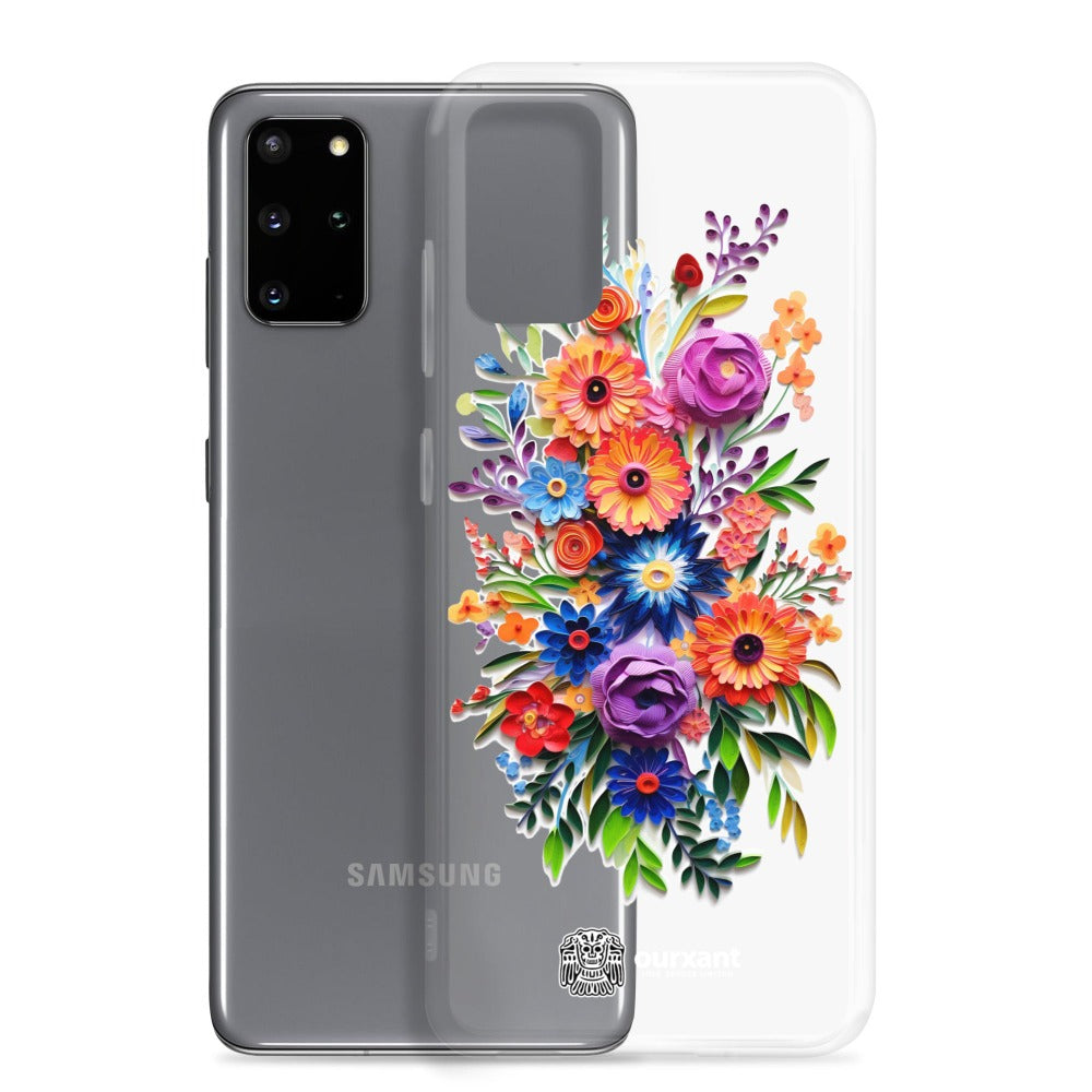 Samsung case, Phone protection, Sleek design, Mexican floral art, Oil-painted flowers, Scratch-resistant, Dustproof, Oil-resistant, Dirt-resistant, Solid back, Flexible sides, Precise alignment, Port openings, Fashionable, Elegance, Sophistication, Natural beauty, High-quality, Attention to detail, Apple accessory, Latinx accessory, Latina accessory, Mexican accessory, Samsung S23 Case