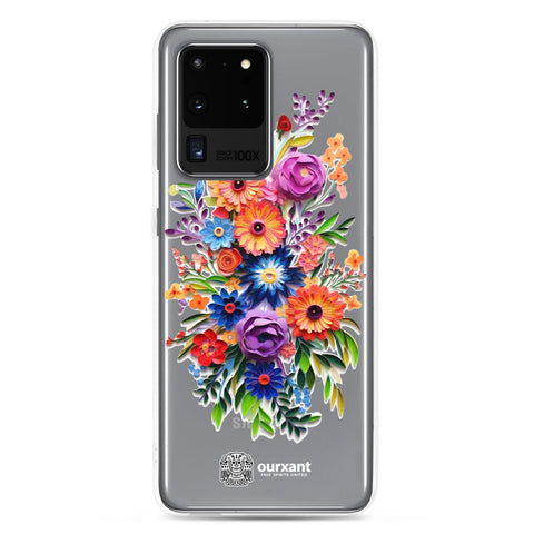 Samsung case, Phone protection, Sleek design, Mexican floral art, Oil-painted flowers, Scratch-resistant, Dustproof, Oil-resistant, Dirt-resistant, Solid back, Flexible sides, Precise alignment, Port openings, Fashionable, Elegance, Sophistication, Natural beauty, High-quality, Attention to detail, Apple accessory, Latinx accessory, Latina accessory, Mexican accessory, Samsung S23 Case