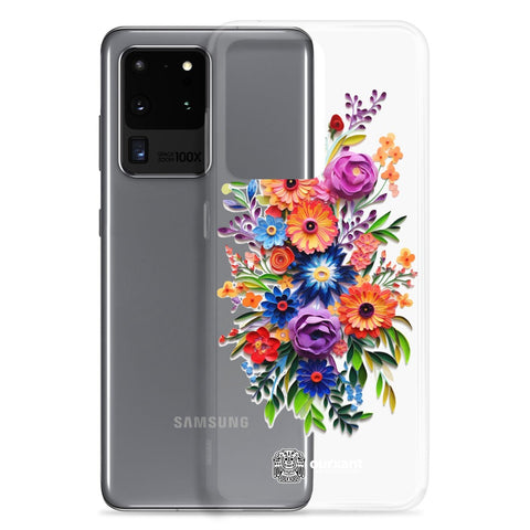 Samsung case, Phone protection, Sleek design, Mexican floral art, Oil-painted flowers, Scratch-resistant, Dustproof, Oil-resistant, Dirt-resistant, Solid back, Flexible sides, Precise alignment, Port openings, Fashionable, Elegance, Sophistication, Natural beauty, High-quality, Attention to detail, Apple accessory, Latinx accessory, Latina accessory, Mexican accessory, Samsung S23 Case