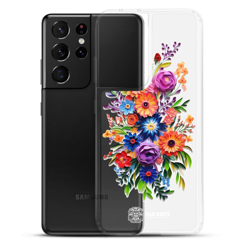 Samsung case, Phone protection, Sleek design, Mexican floral art, Oil-painted flowers, Scratch-resistant, Dustproof, Oil-resistant, Dirt-resistant, Solid back, Flexible sides, Precise alignment, Port openings, Fashionable, Elegance, Sophistication, Natural beauty, High-quality, Attention to detail, Apple accessory, Latinx accessory, Latina accessory, Mexican accessory, Samsung S23 Case