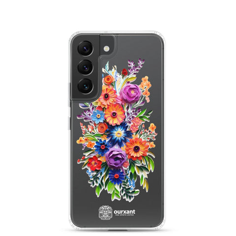 Samsung case, Phone protection, Sleek design, Mexican floral art, Oil-painted flowers, Scratch-resistant, Dustproof, Oil-resistant, Dirt-resistant, Solid back, Flexible sides, Precise alignment, Port openings, Fashionable, Elegance, Sophistication, Natural beauty, High-quality, Attention to detail, Apple accessory, Latinx accessory, Latina accessory, Mexican accessory, Samsung S23 Case