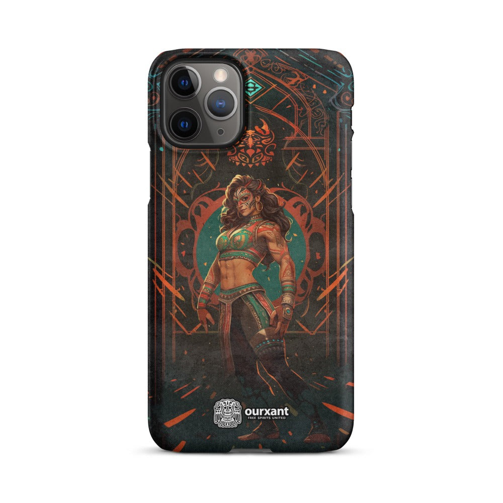 Premium Slim Mobile Protector, mobile case, phone cover, video game graphics, Mexican-American, Mexican Woman wrestler, slim design, wireless charging compatible, Latina Accesories, Latinx Accesories, iPhone Premium Case