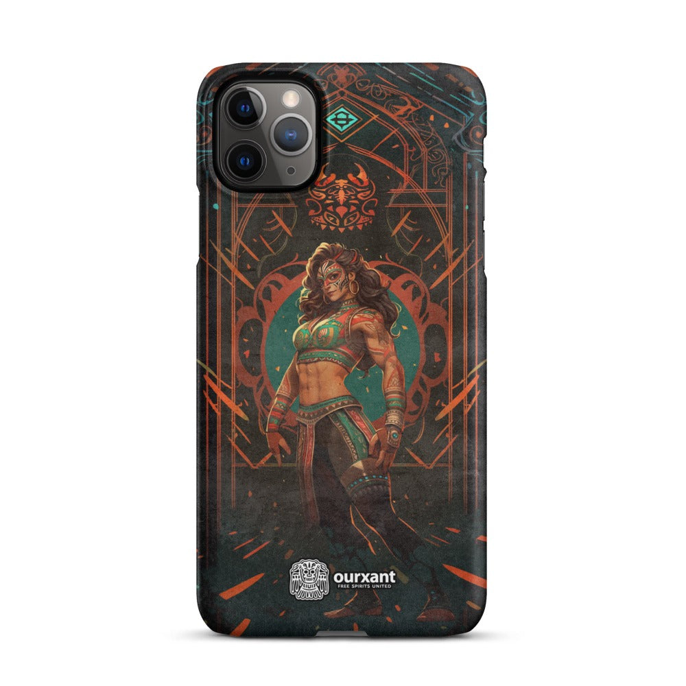 Premium Slim Mobile Protector, mobile case, phone cover, video game graphics, Mexican-American, Mexican Woman wrestler, slim design, wireless charging compatible, Latina Accesories, Latinx Accesories , iPhone Premium Case