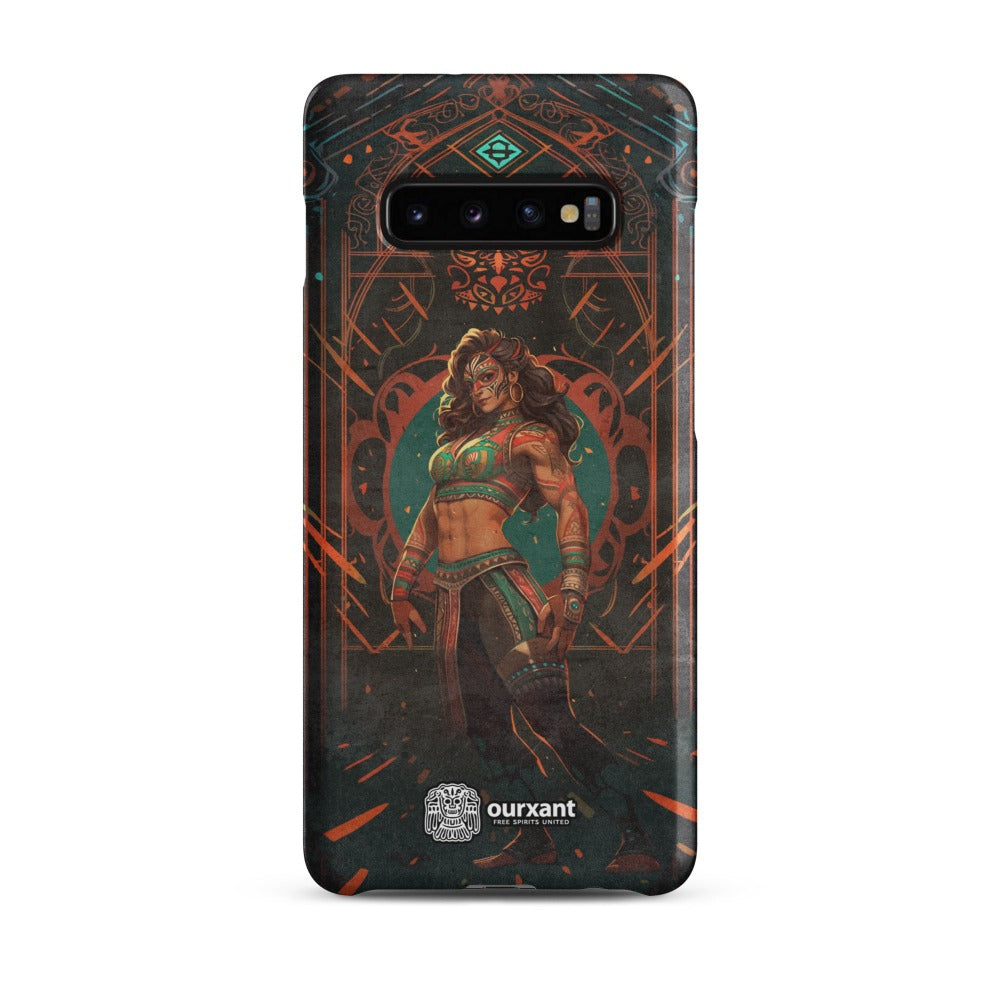 Premium Slim Mobile Protector, mobile case, phone cover, video game graphics, Mexican-American, Mexican Woman wrestler, slim design, wireless charging compatible, Latina Accesories, Latinx Accesories, Premium Samsung Case, Premium Samsung Protector