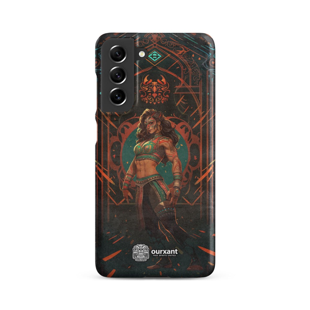 Premium Slim Mobile Protector, mobile case, phone cover, video game graphics, Mexican-American, Mexican Woman wrestler, slim design, wireless charging compatible, Latina Accesories, Latinx Accesories, Premium Samsung Case, Premium Samsung Protector