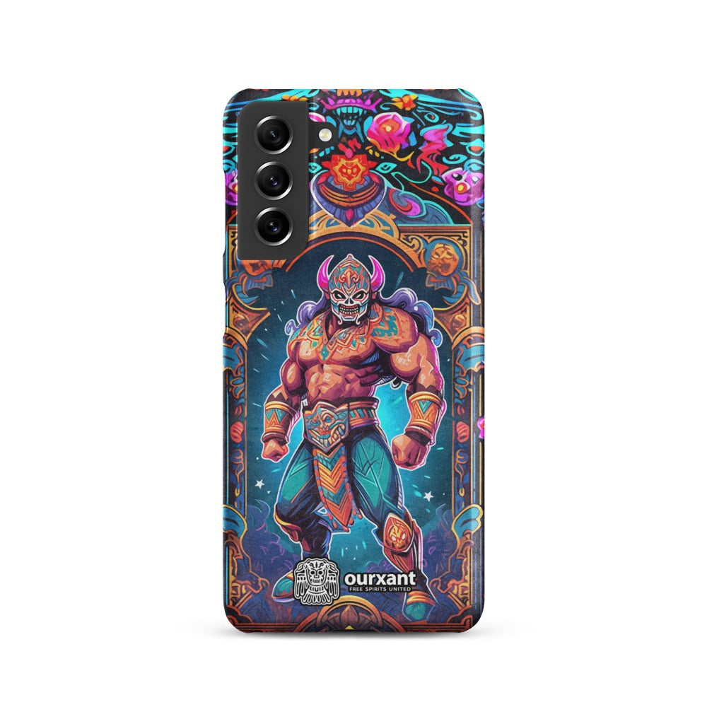 Premium Slim Mobile Protector, mobile case, phone cover, video game graphics, Mexican-American, Mexican wrestler, slim design, wireless charging compatible, Samsung premium Case, Latino Accesories