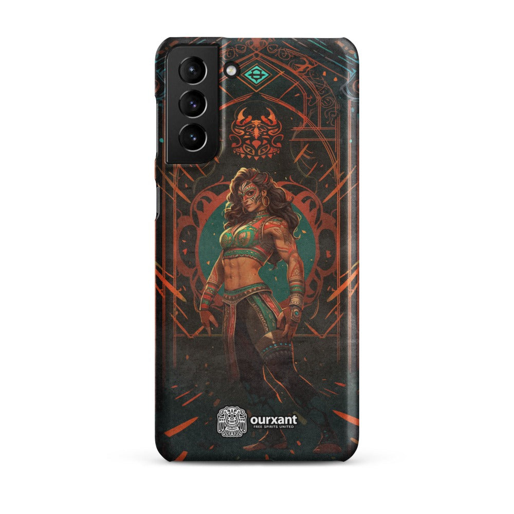 Premium Slim Mobile Protector, mobile case, phone cover, video game graphics, Mexican-American, Mexican Woman wrestler, slim design, wireless charging compatible, Latina Accesories, Latinx Accesories, Premium Samsung Case, Premium Samsung Protector