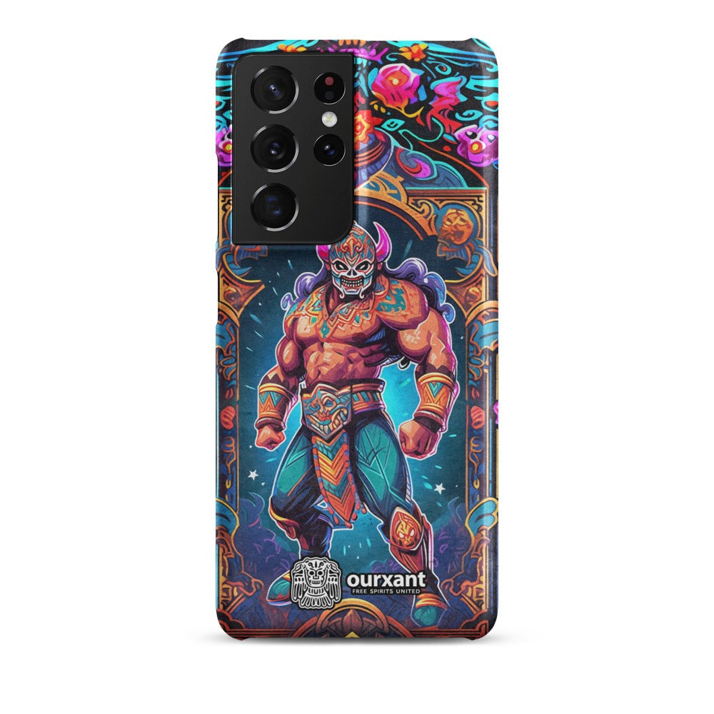 Premium Slim Mobile Protector, mobile case, phone cover, video game graphics, Mexican-American, Mexican wrestler, slim design, wireless charging compatible, Samsung premium Case, Latino Accesories