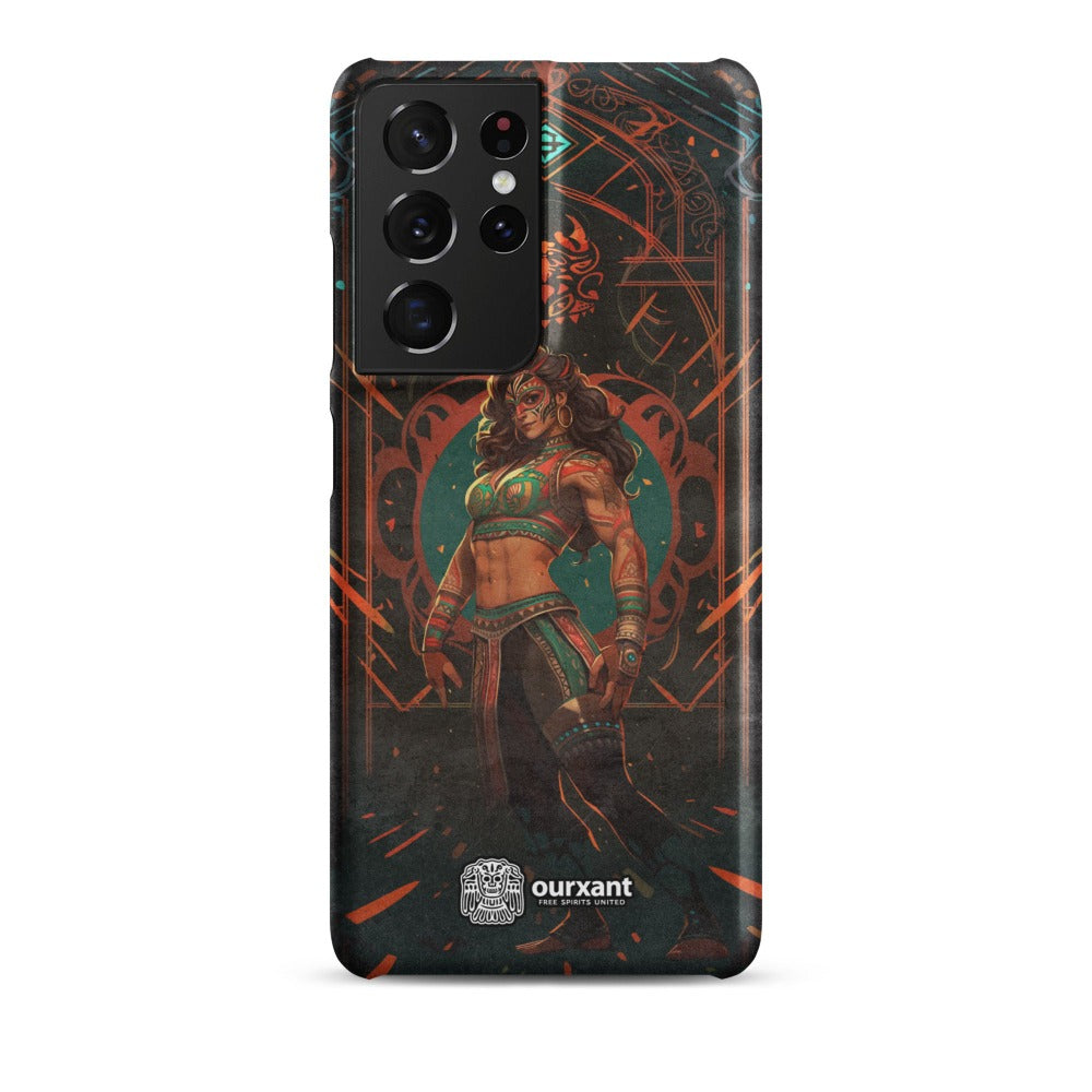 Premium Slim Mobile Protector, mobile case, phone cover, video game graphics, Mexican-American, Mexican Woman wrestler, slim design, wireless charging compatible, Latina Accesories, Latinx Accesories, Premium Samsung Case, Premium Samsung Protector