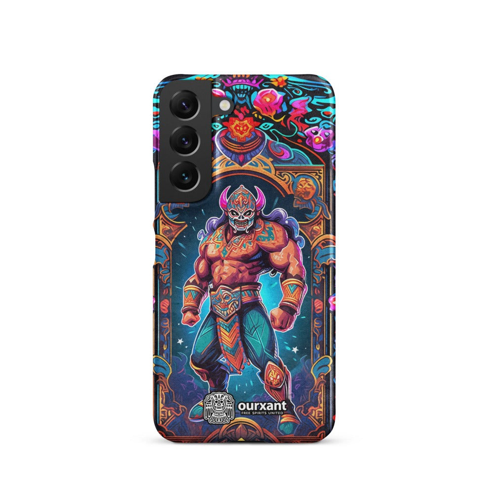 Premium Slim Mobile Protector, mobile case, phone cover, video game graphics, Mexican-American, Mexican wrestler, slim design, wireless charging compatible, Samsung premium Case, Latino Accesories