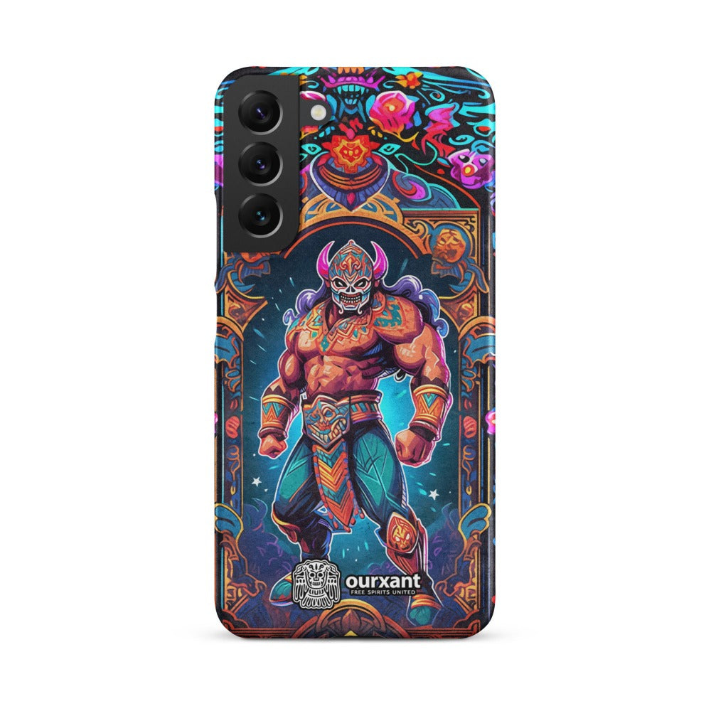 Premium Slim Mobile Protector, mobile case, phone cover, video game graphics, Mexican-American, Mexican wrestler, slim design, wireless charging compatible, Samsung premium Case, Latino Accesories