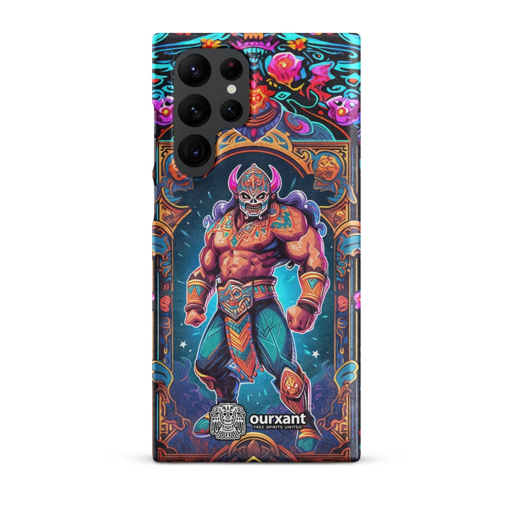 Premium Slim Mobile Protector, mobile case, phone cover, video game graphics, Mexican-American, Mexican wrestler, slim design, wireless charging compatible, Samsung premium Case, Latino Accesories