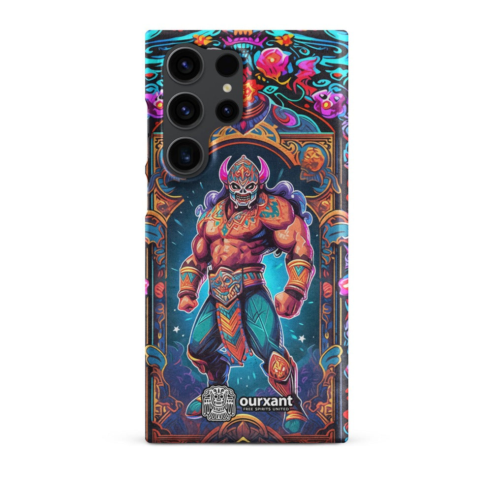 Premium Slim Mobile Protector, mobile case, phone cover, video game graphics, Mexican-American, Mexican wrestler, slim design, wireless charging compatible, Samsung premium Case, Latino Accesories